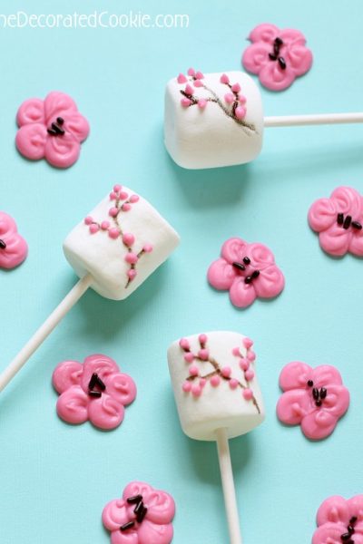 cherry blossom marshmallow pops