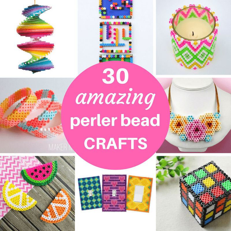 A roundup of 30 amazing perler bead ideas, including crafts, home decor, accessories, and jewelry. Links to the BEST Perler bead patterns. #PerlerBeadIdeas #PerlerBeadPatterns #PerlerBeads 