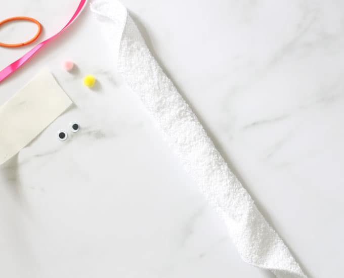 making a wash cloth bunny