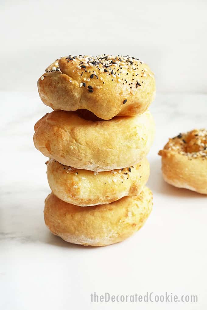 stack of air fryer bagels