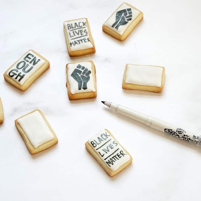 drawing on Black Lives Matter cookies 
